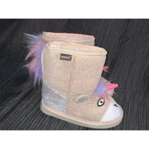 GIRLS MUKLUKS FUZZY UNICORN BOOTS SIZE 9 NWOT - Picture 6 of 9